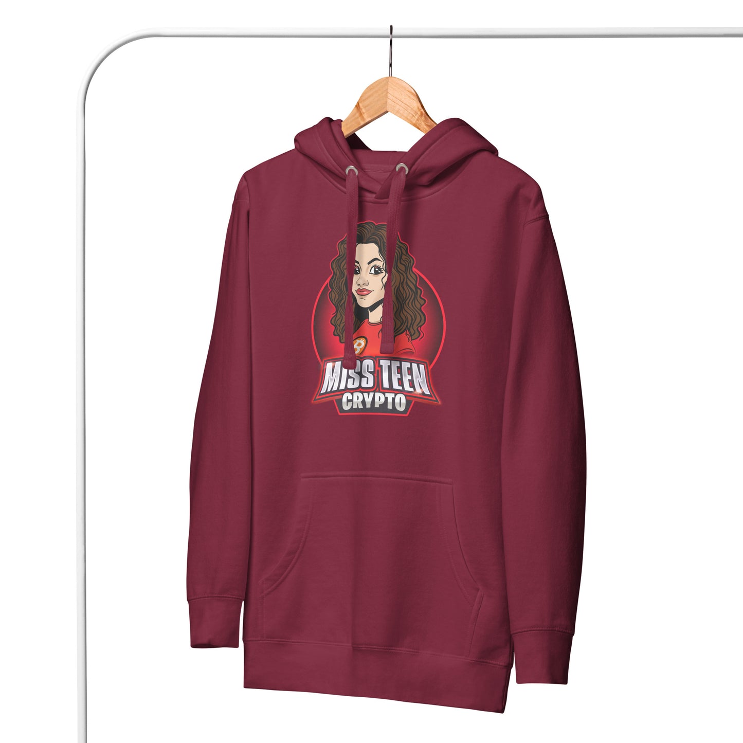 Miss Teen Crypto Animated Red Logo Unisex Hoodie