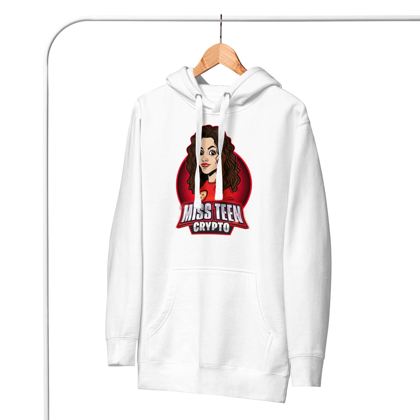 Miss Teen Crypto Animated Red Logo Unisex Hoodie