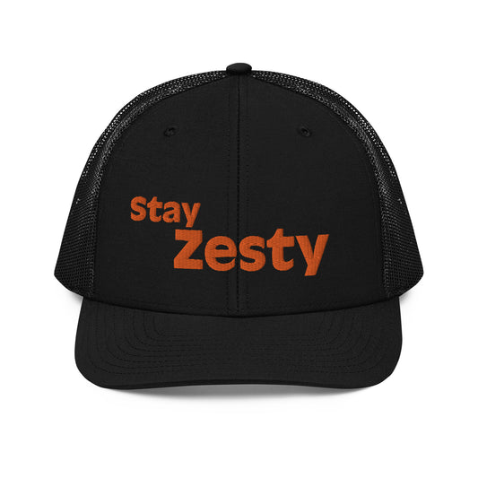 Stay Zesty Orange Font Trucker Cap