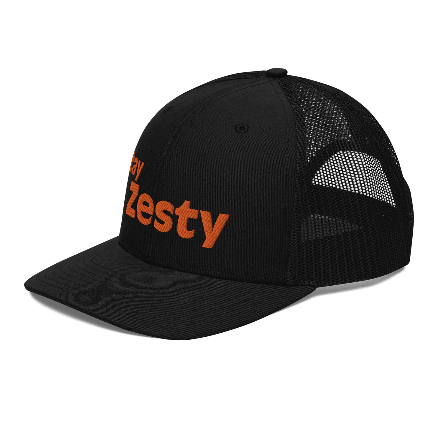 Stay Zesty Orange Font Trucker Cap