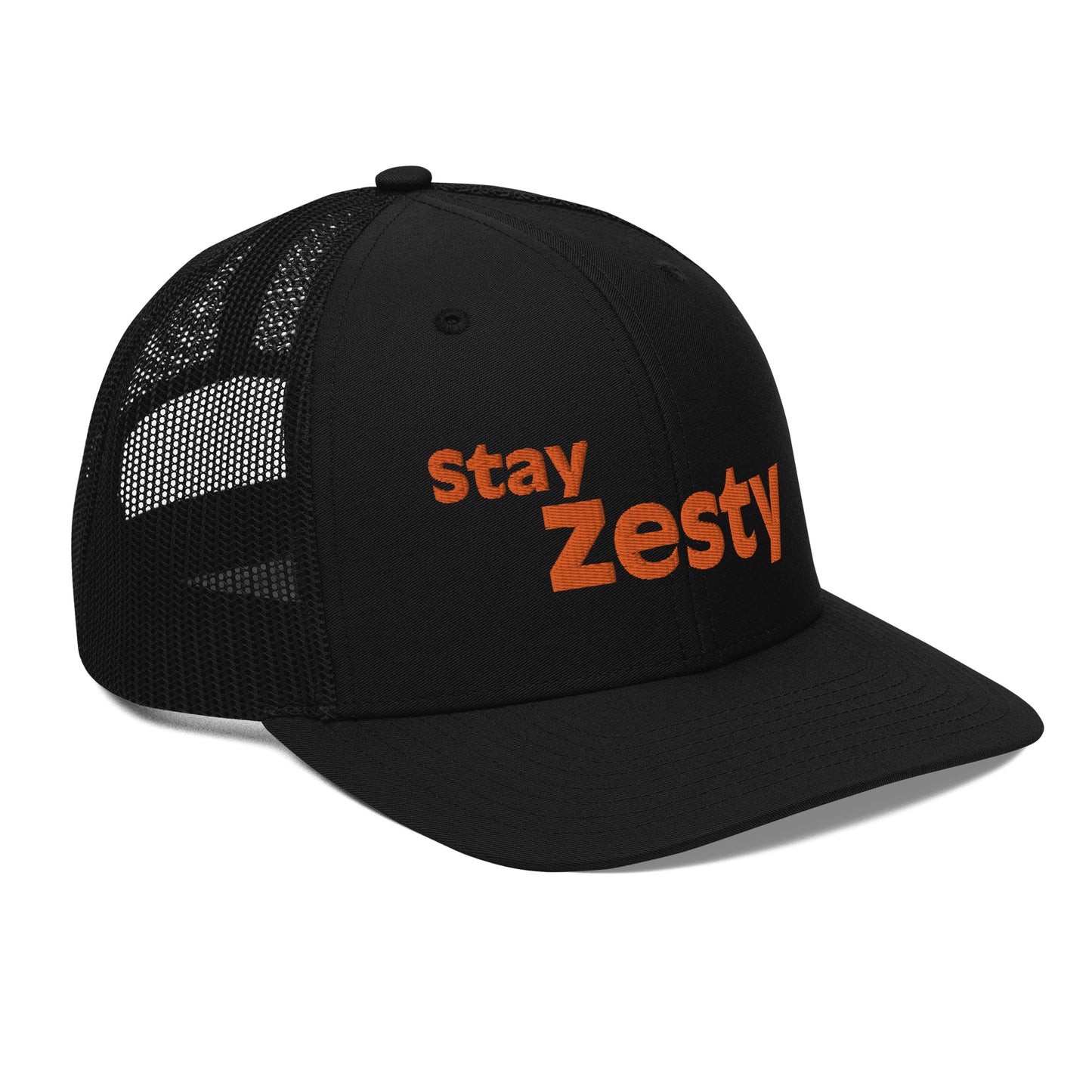 Stay Zesty Orange Font Trucker Cap