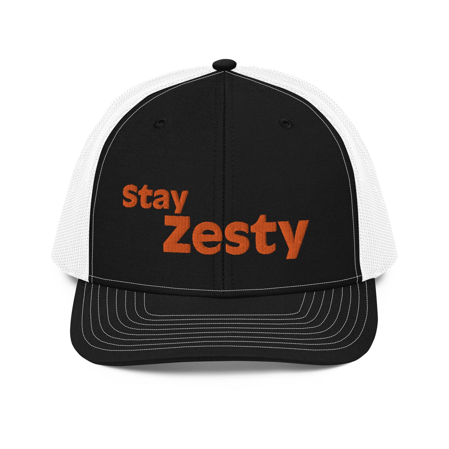 Stay Zesty Orange Font Trucker Cap