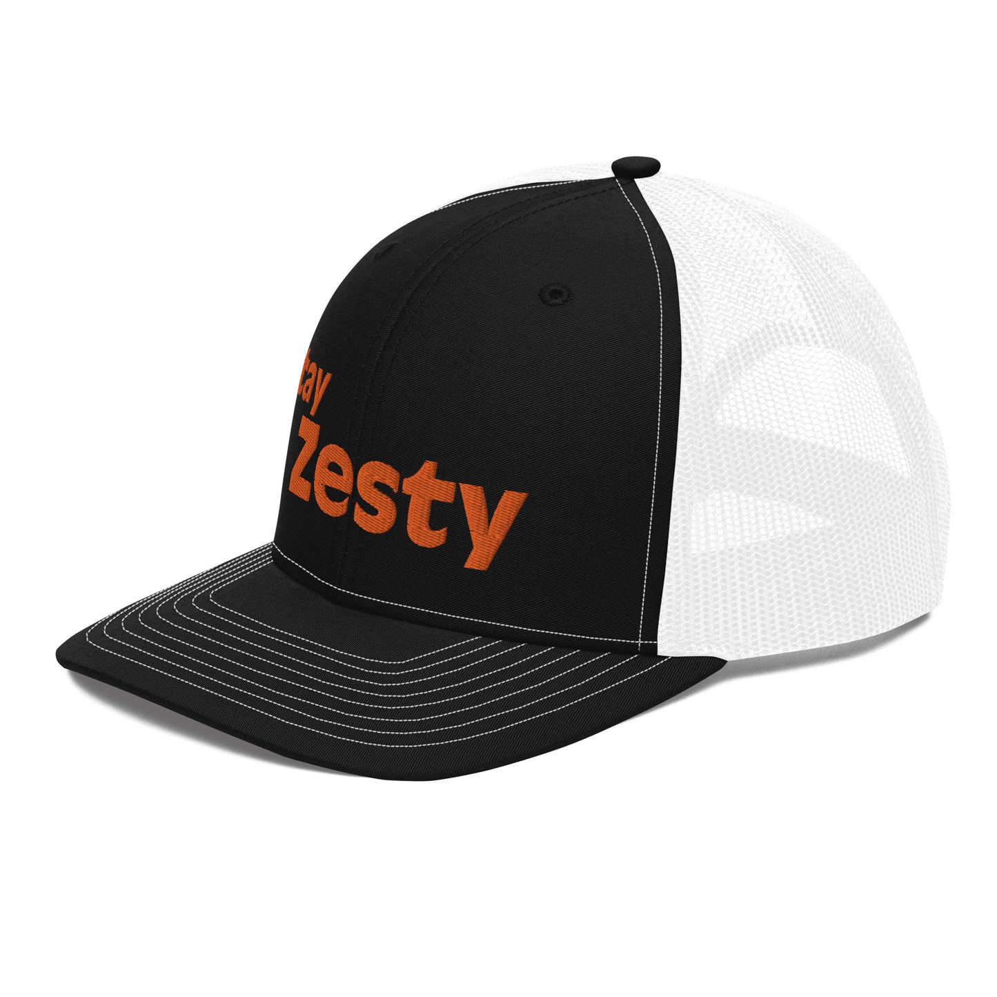 Stay Zesty Orange Font Trucker Cap