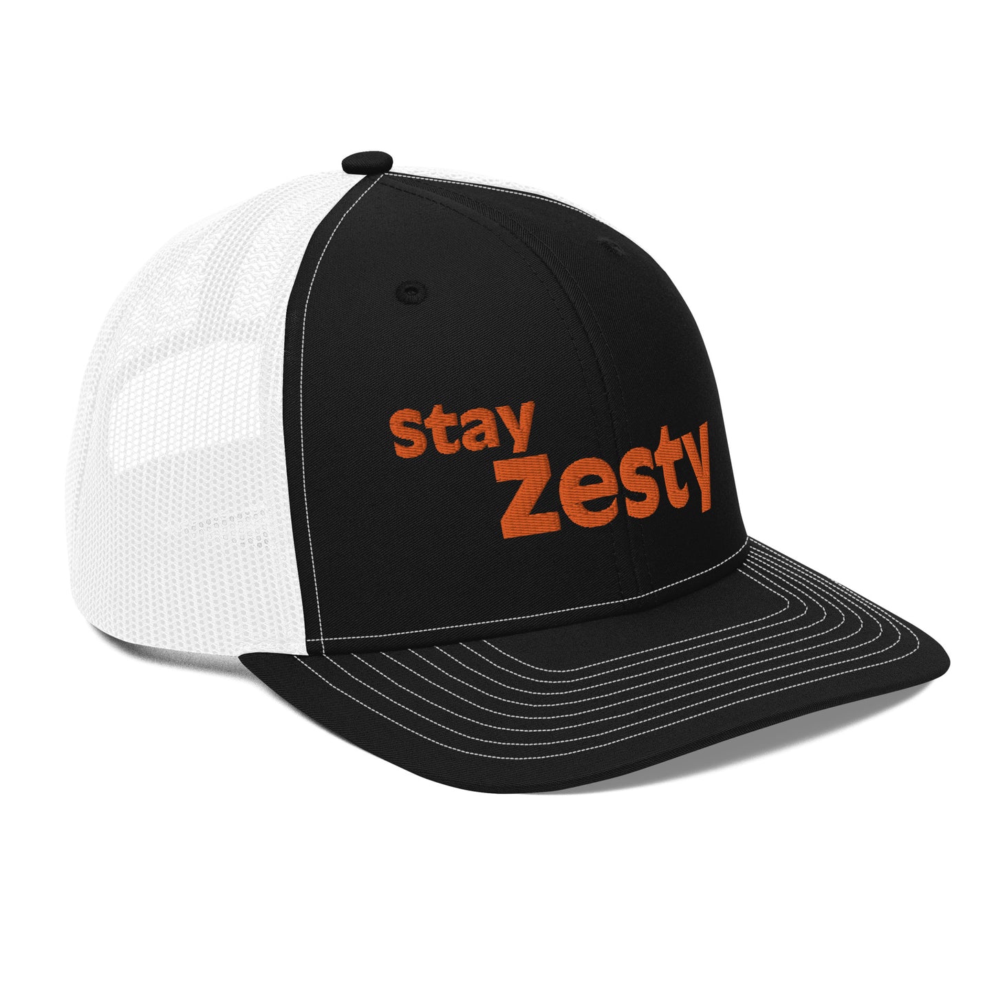 Stay Zesty Orange Font Trucker Cap