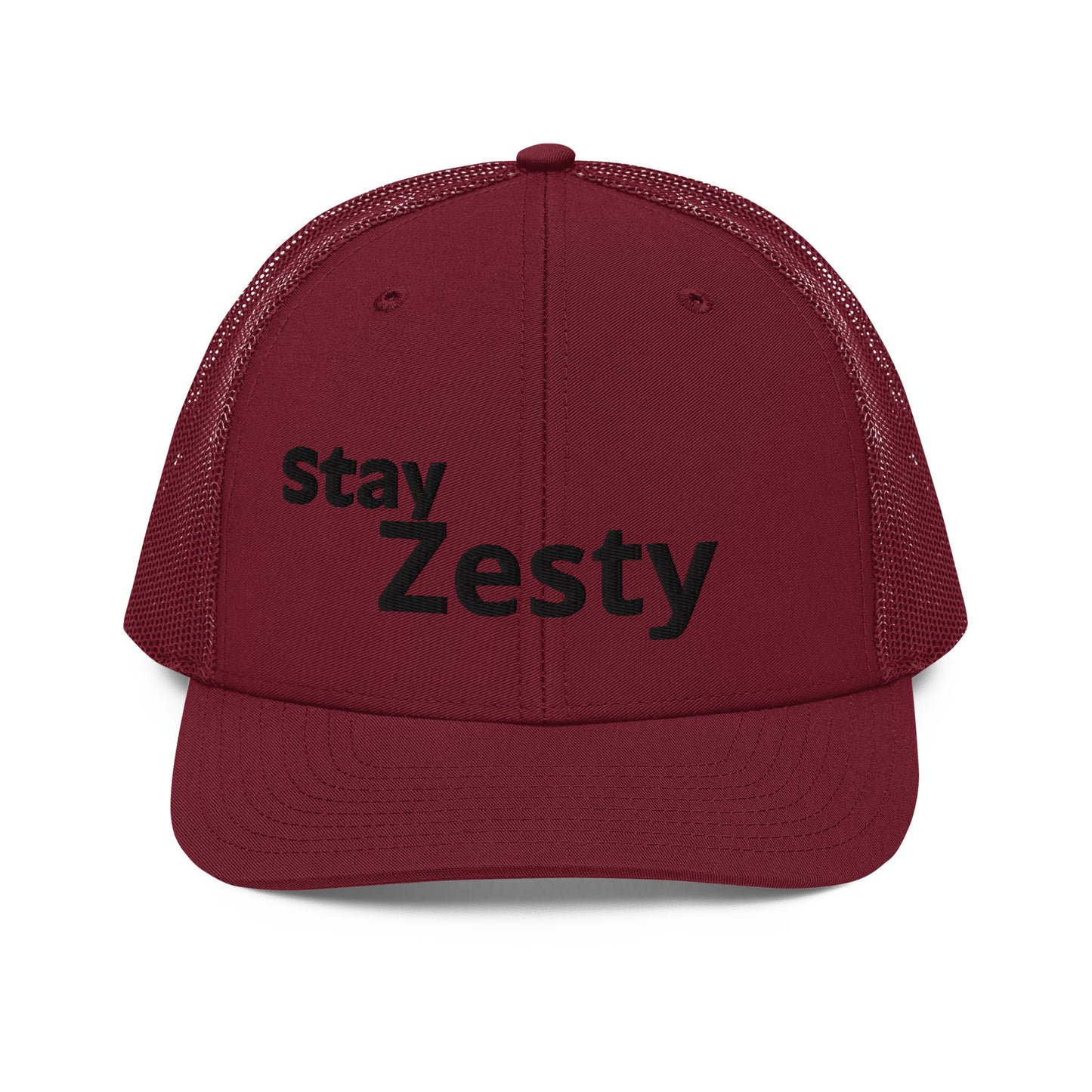 Stay Zesty Black Font Trucker Cap