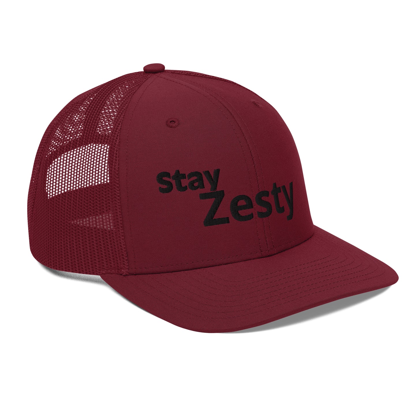 Stay Zesty Black Font Trucker Cap