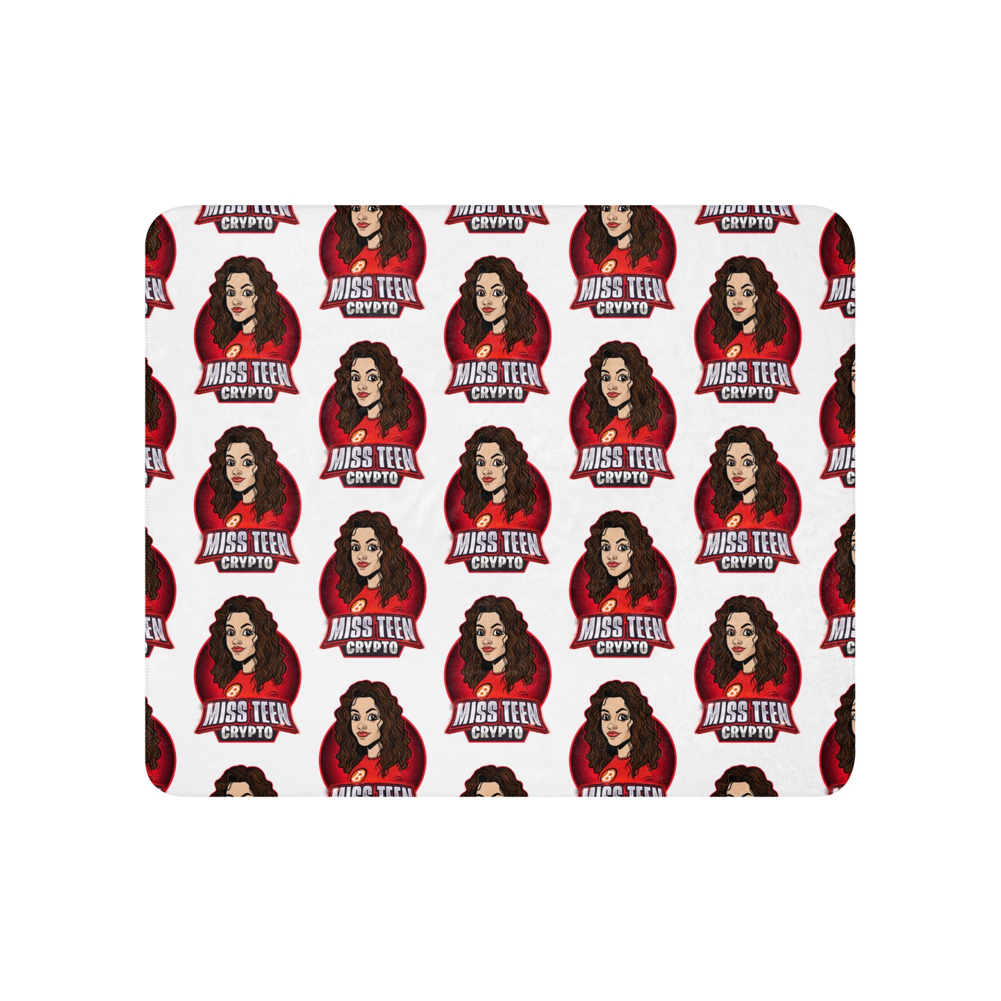 Huggable Miss Teen Crypto Animated Red Logo Sherpa blanket