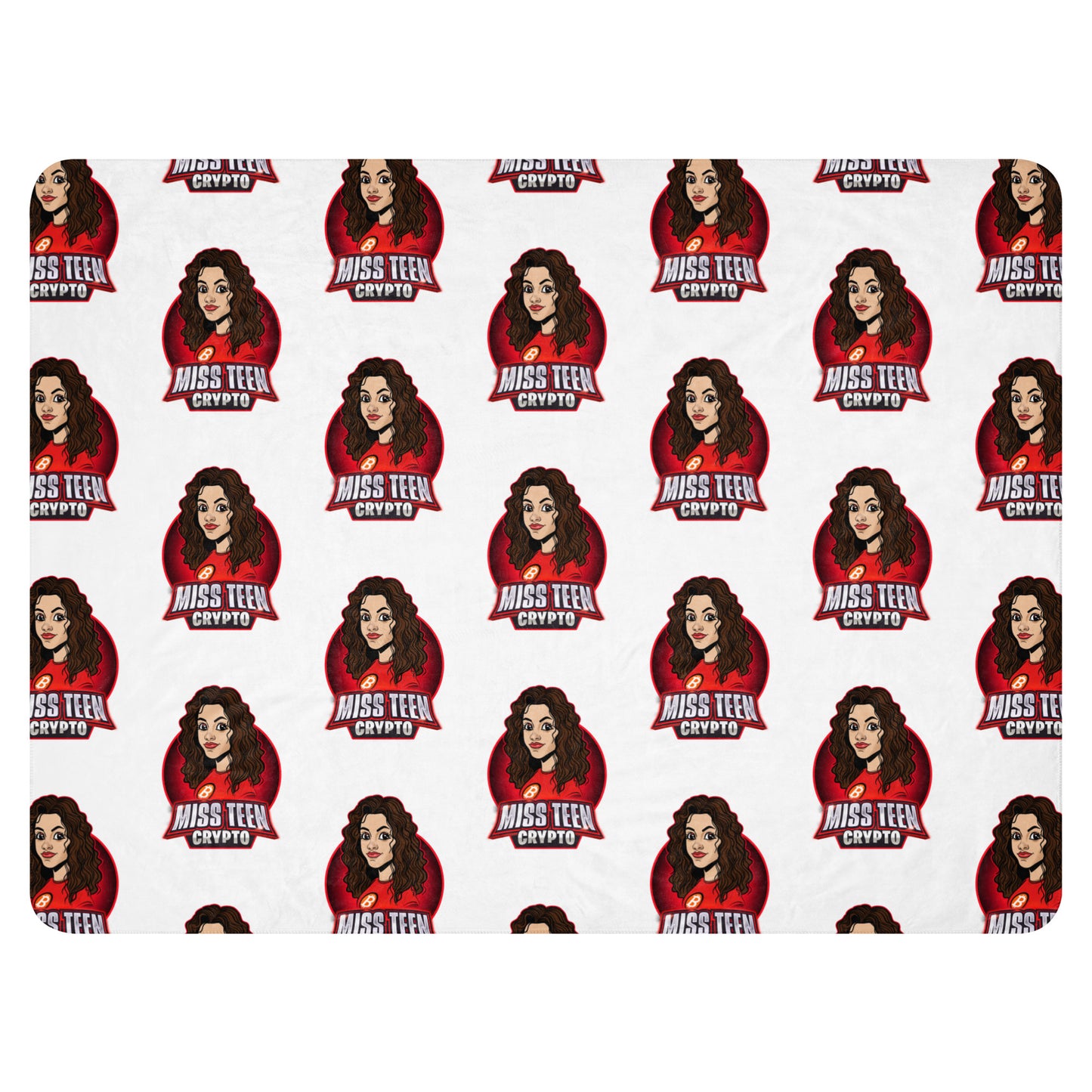 Huggable Miss Teen Crypto Animated Red Logo Sherpa blanket