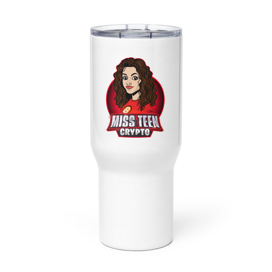 Miss Teen Crypto Animated Red Logo Travel mug with a handle