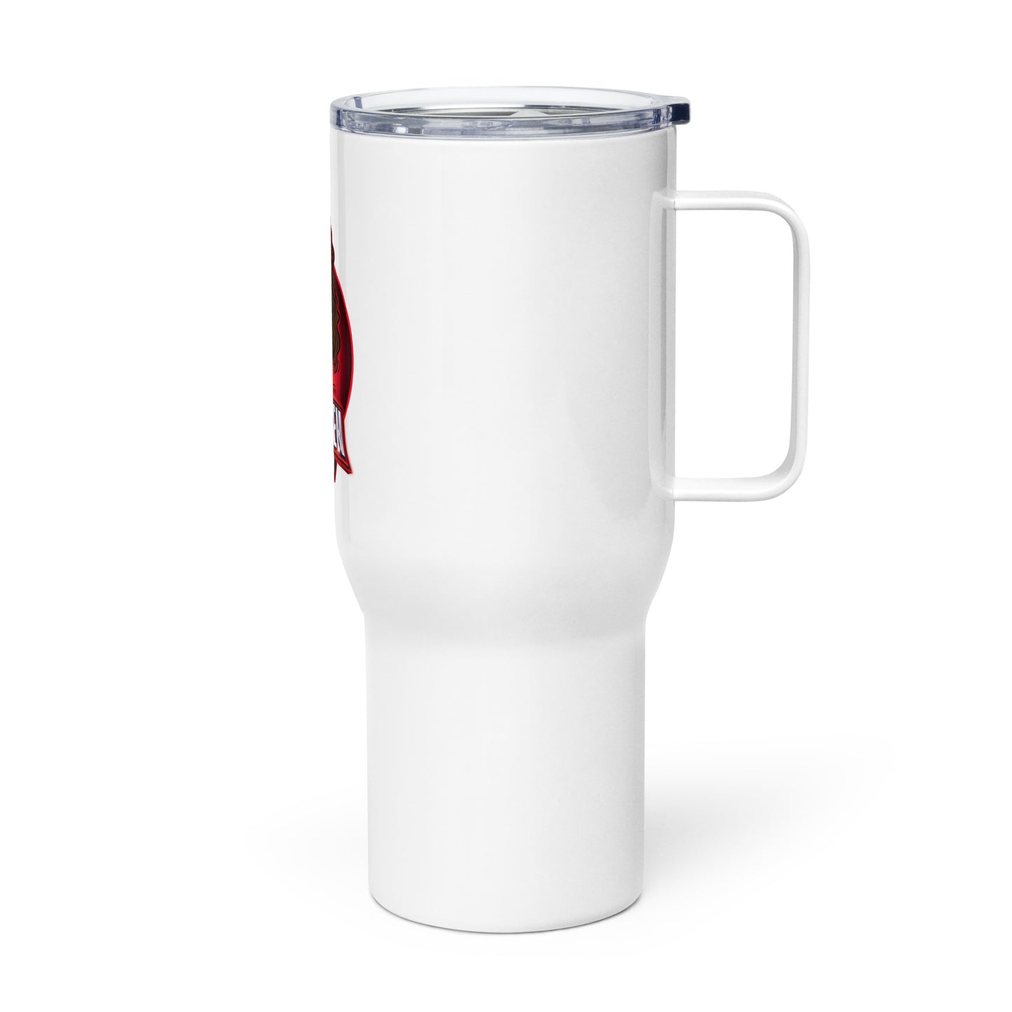 Miss Teen Crypto Animated Red Logo Travel mug with a handle