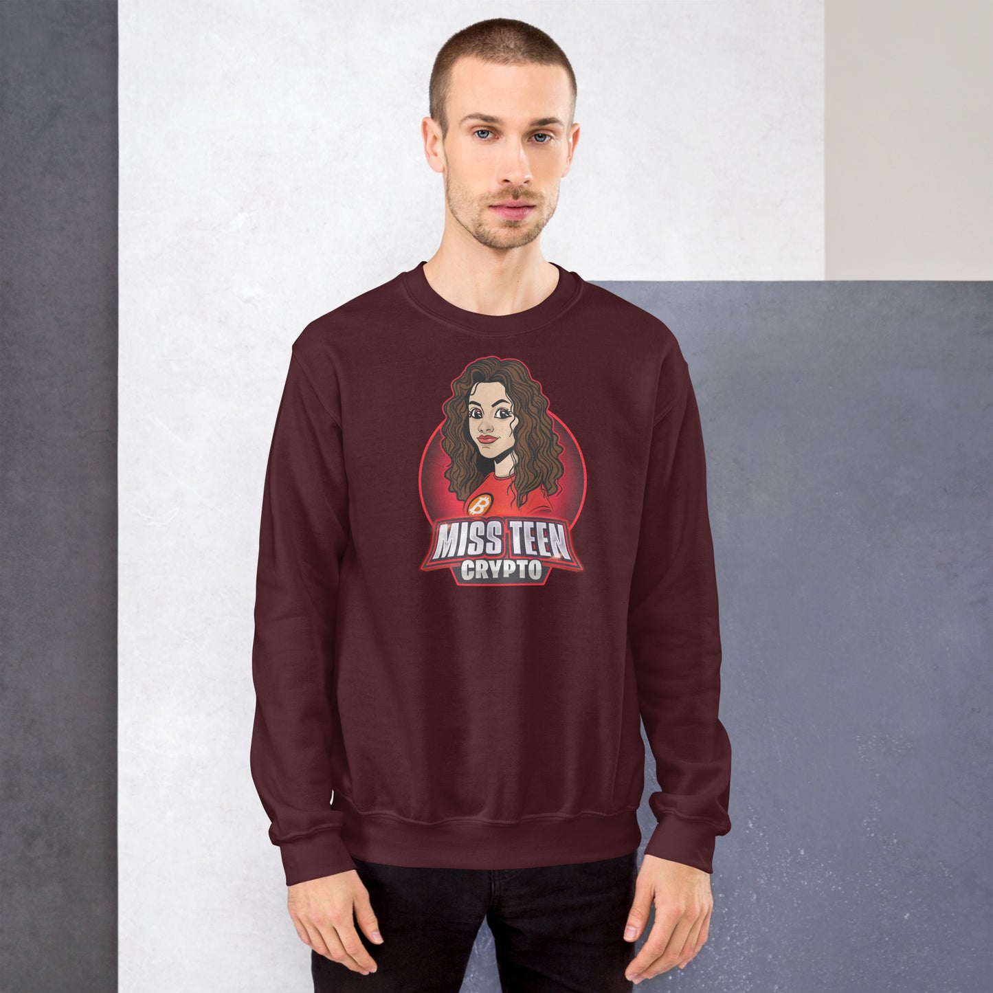 Miss Teen Crypto Animated Red Logo Unisex Sweatshirt