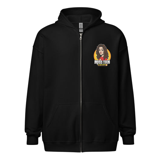 Miss Teen Crypto Animated Yellow Logo Unisex heavy blend zip hoodie