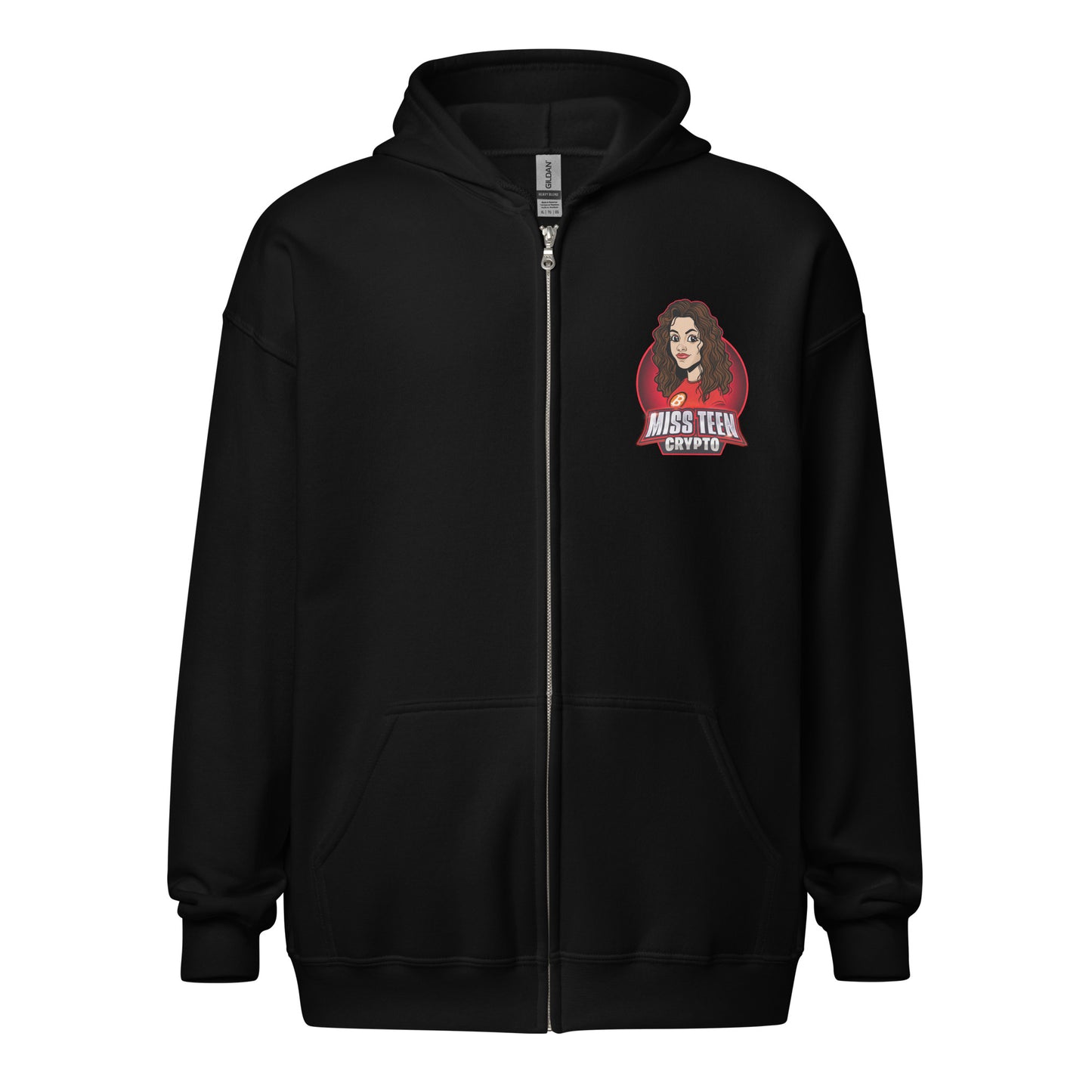 Miss Teen Crypto Animated Red Logo Unisex heavy blend zip hoodie