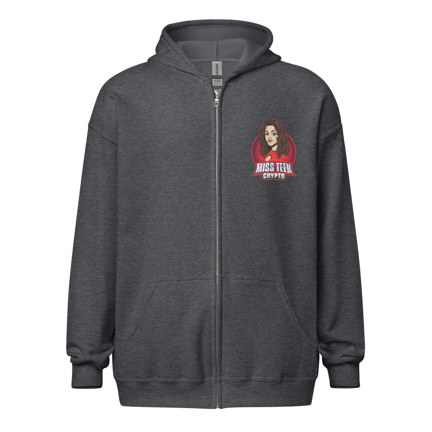 Miss Teen Crypto Animated Red Logo Unisex heavy blend zip hoodie