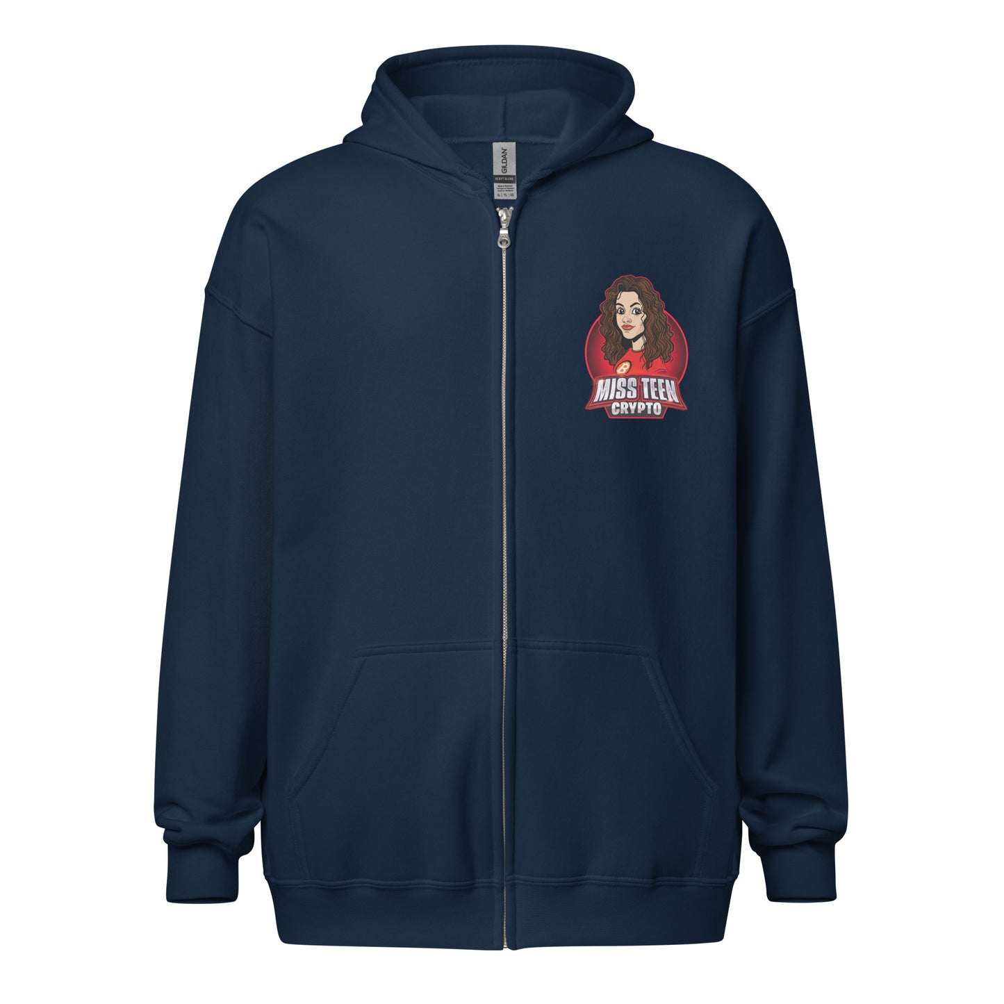 Miss Teen Crypto Animated Red Logo Unisex heavy blend zip hoodie