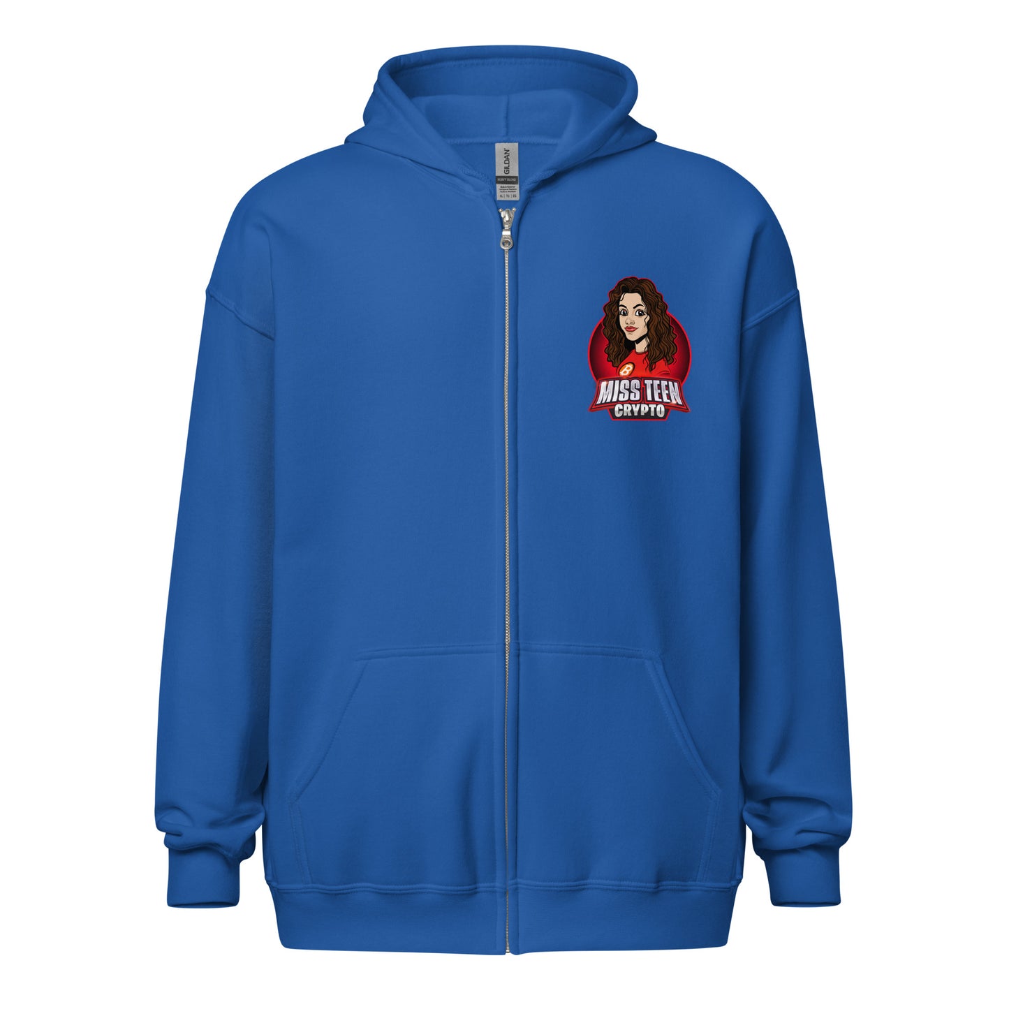 Miss Teen Crypto Animated Red Logo Unisex heavy blend zip hoodie