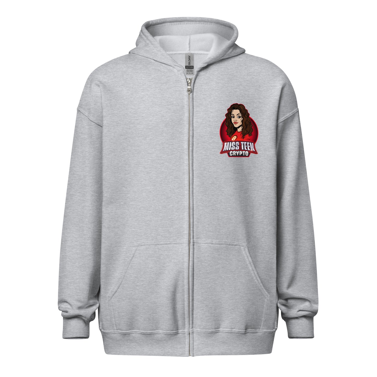 Miss Teen Crypto Animated Red Logo Unisex heavy blend zip hoodie