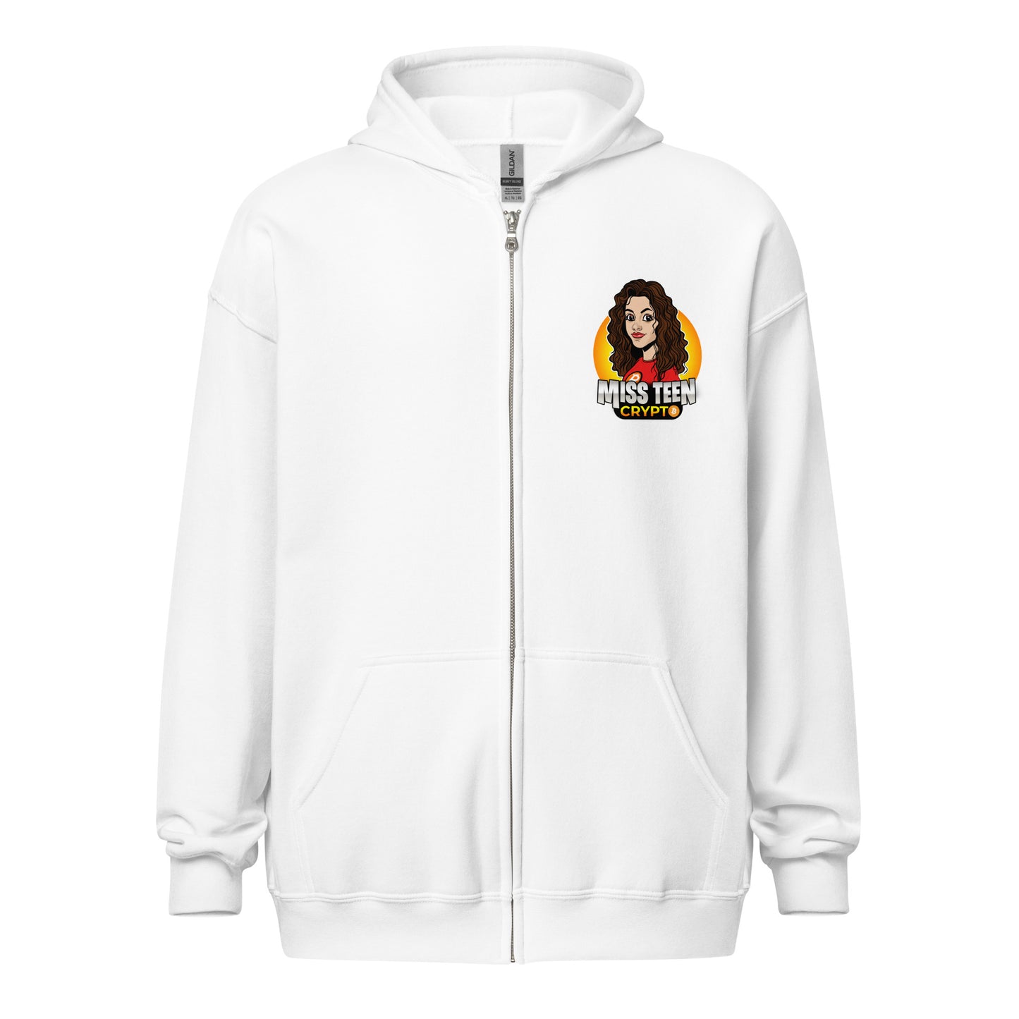 Miss Teen Crypto Animated Yellow Logo Unisex heavy blend zip hoodie