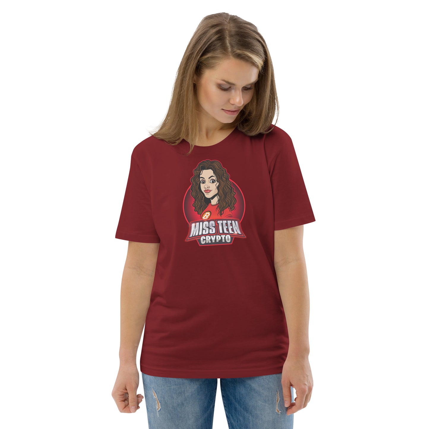 Miss Teen Crypto Animated Logo Unisex organic cotton t-shirt