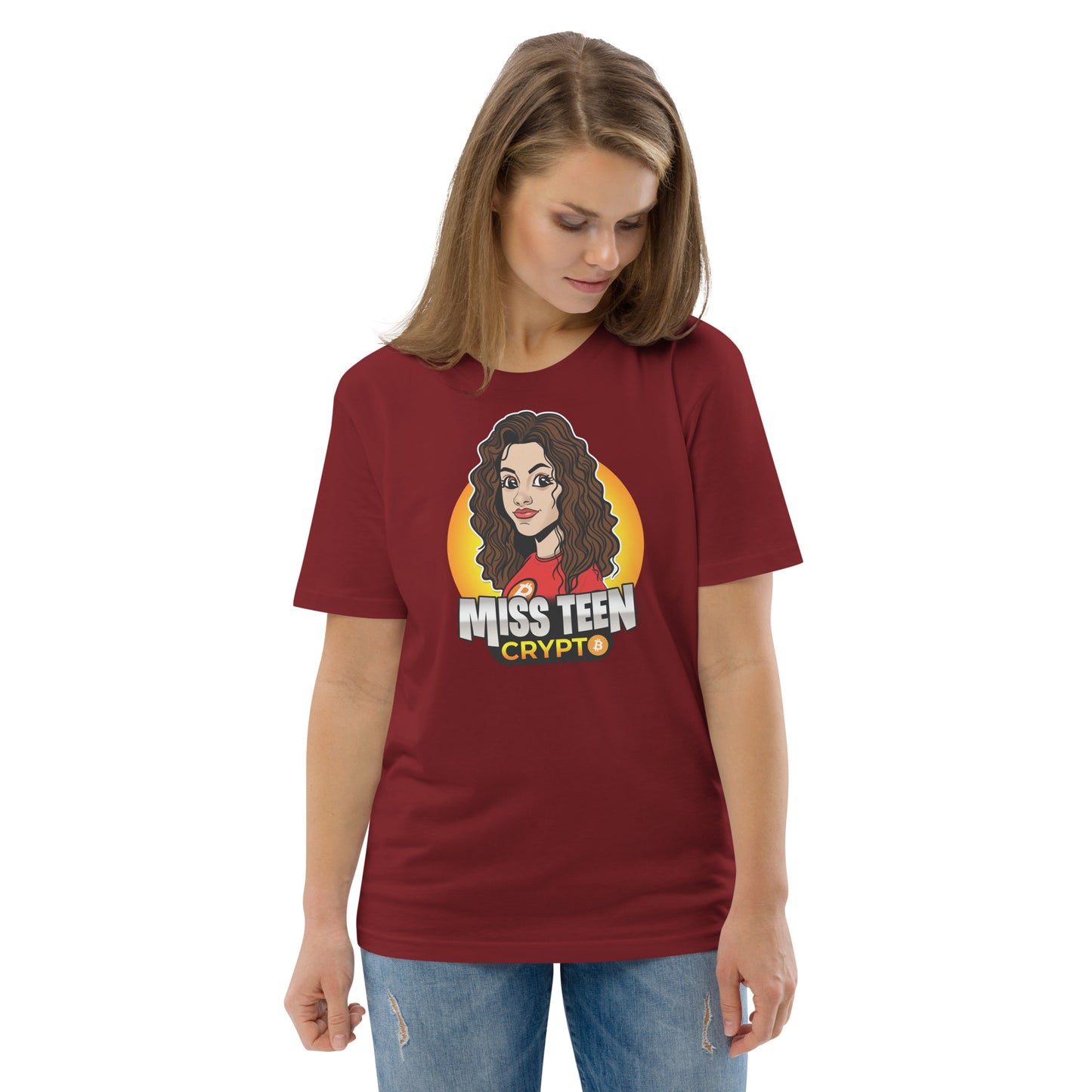 Miss Teen Crypto Animated Yellow Logo Unisex organic cotton t-shirt