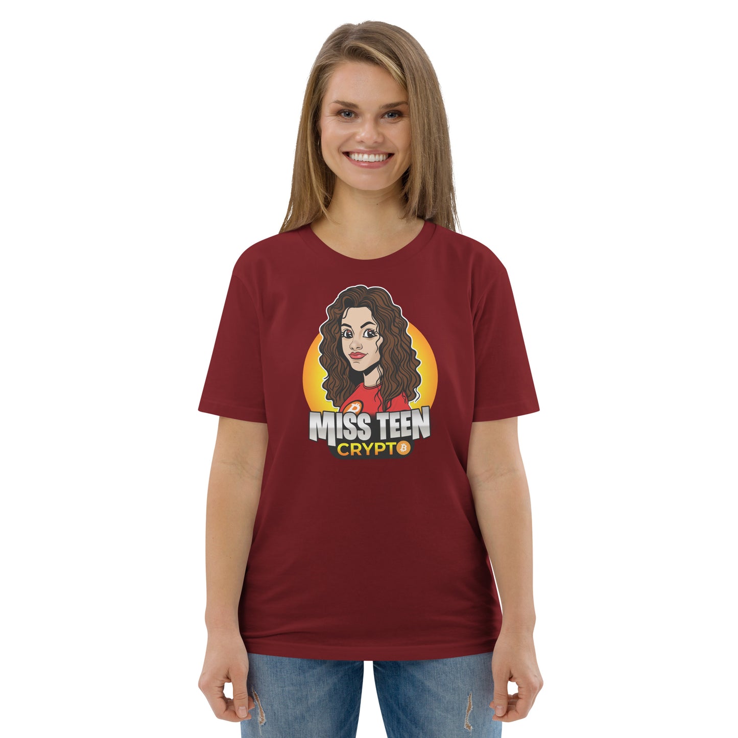 Miss Teen Crypto Animated Yellow Logo Unisex organic cotton t-shirt