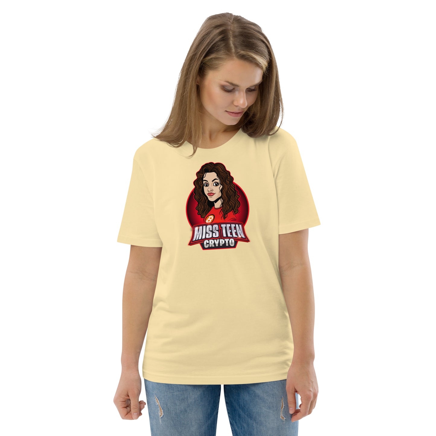 Miss Teen Crypto Animated Logo Unisex organic cotton t-shirt