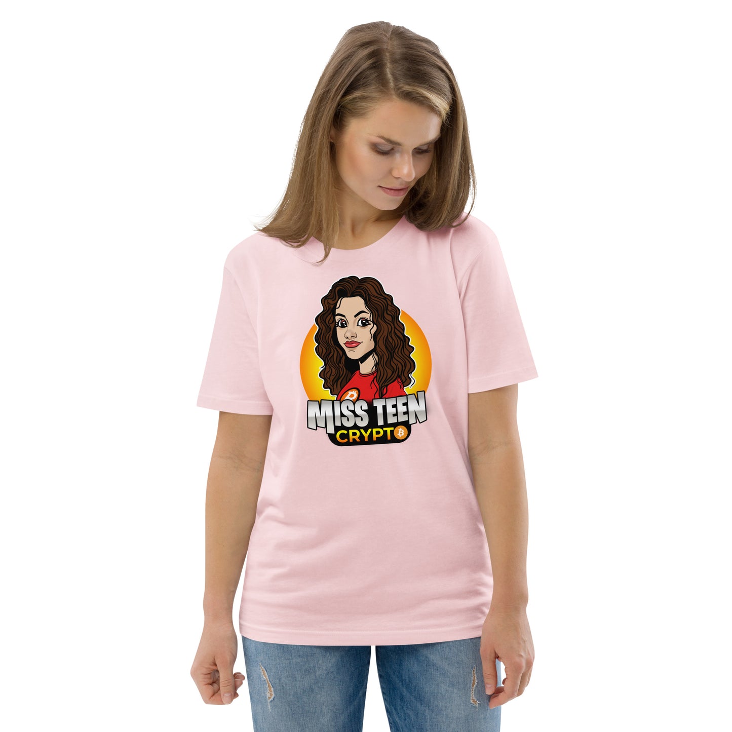 Miss Teen Crypto Animated Yellow Logo Unisex organic cotton t-shirt