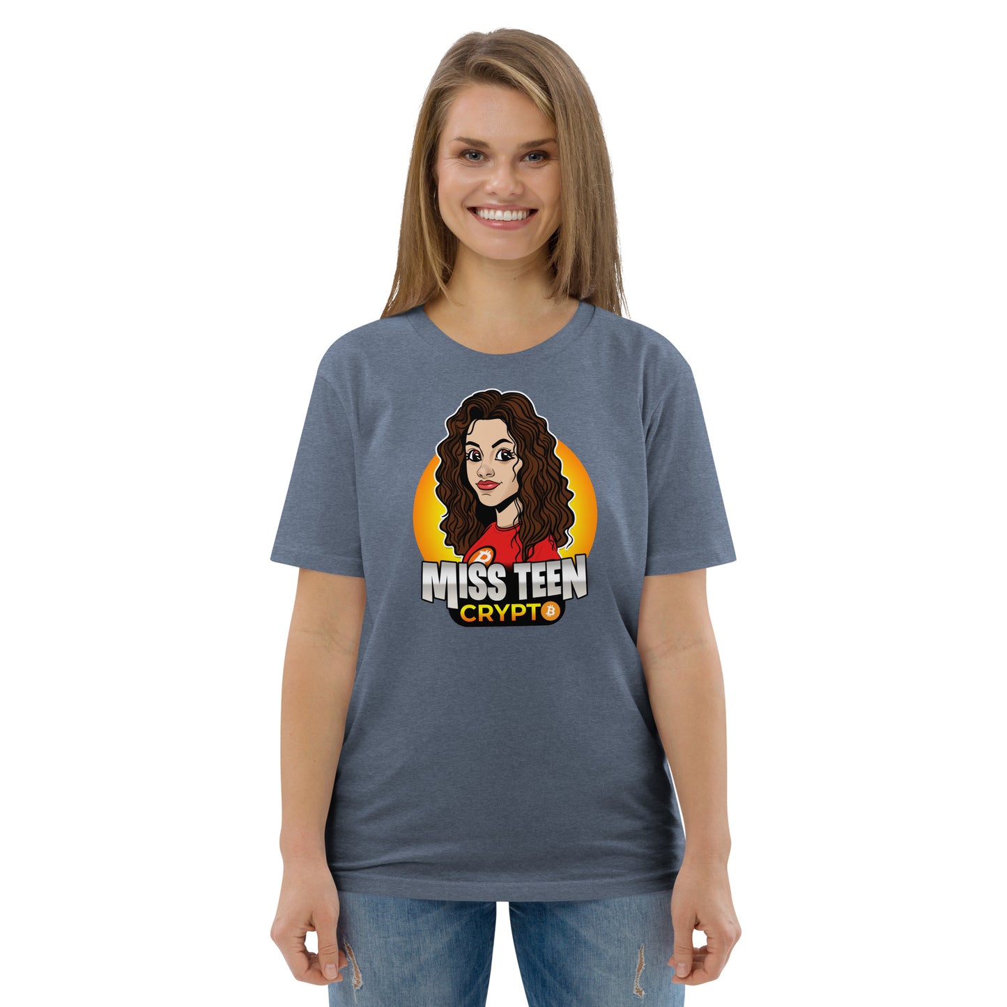 Miss Teen Crypto Animated Yellow Logo Unisex organic cotton t-shirt