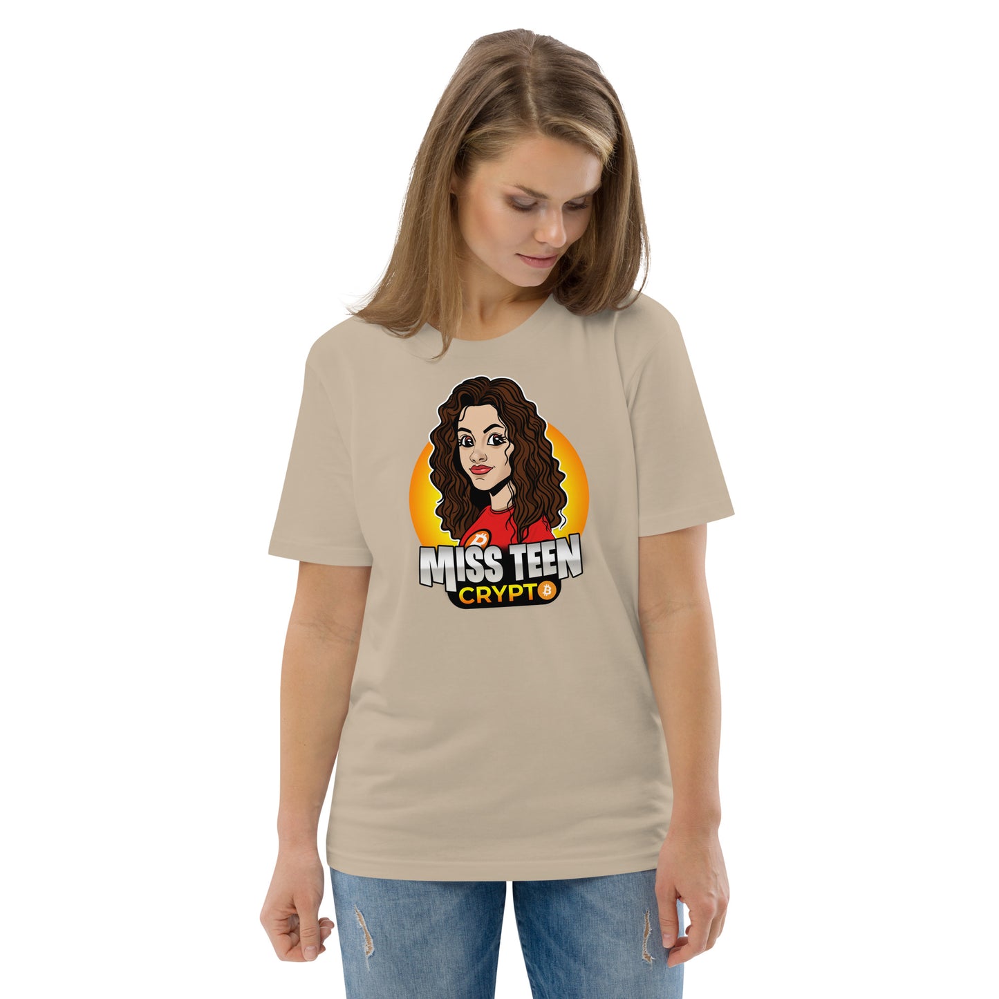 Miss Teen Crypto Animated Yellow Logo Unisex organic cotton t-shirt