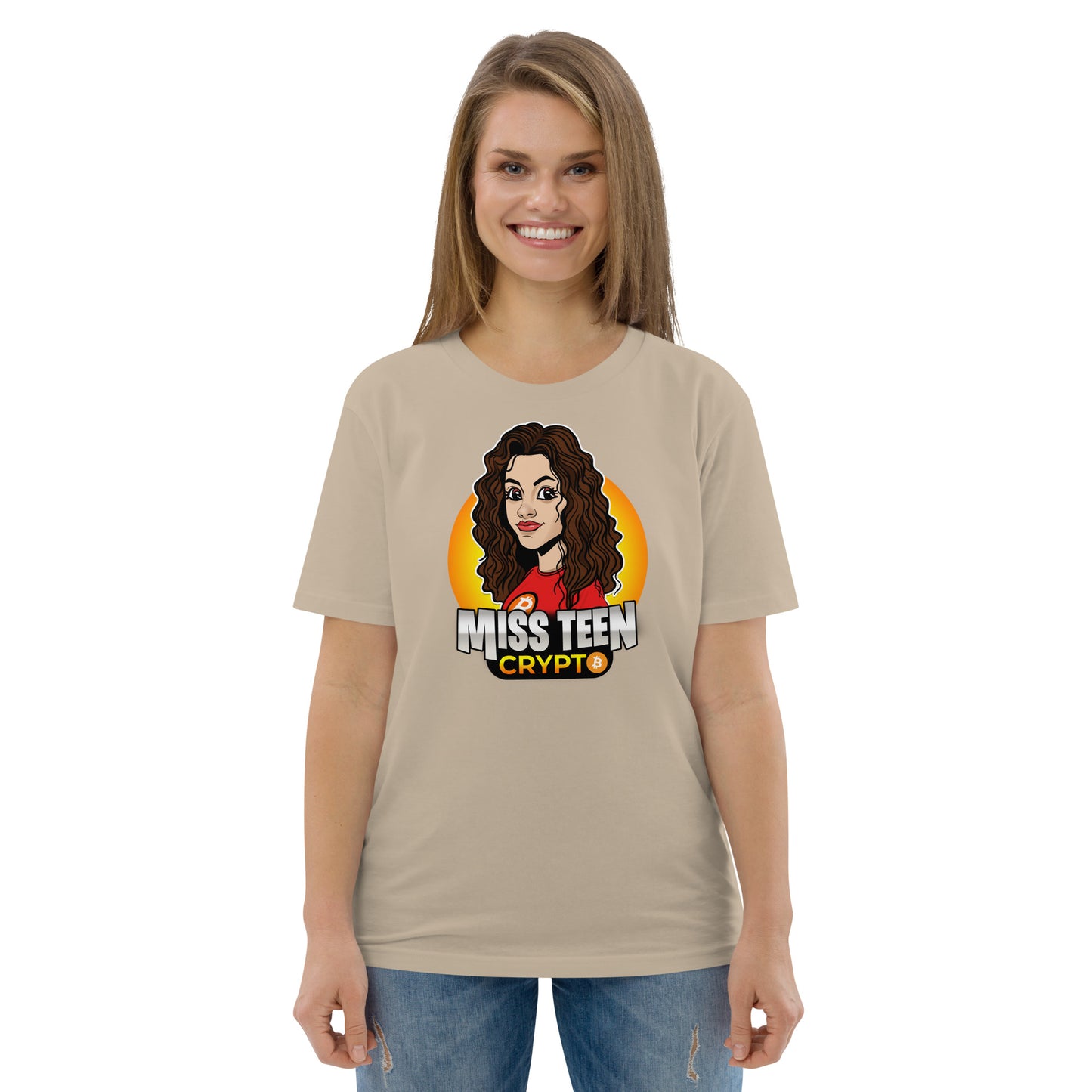 Miss Teen Crypto Animated Yellow Logo Unisex organic cotton t-shirt