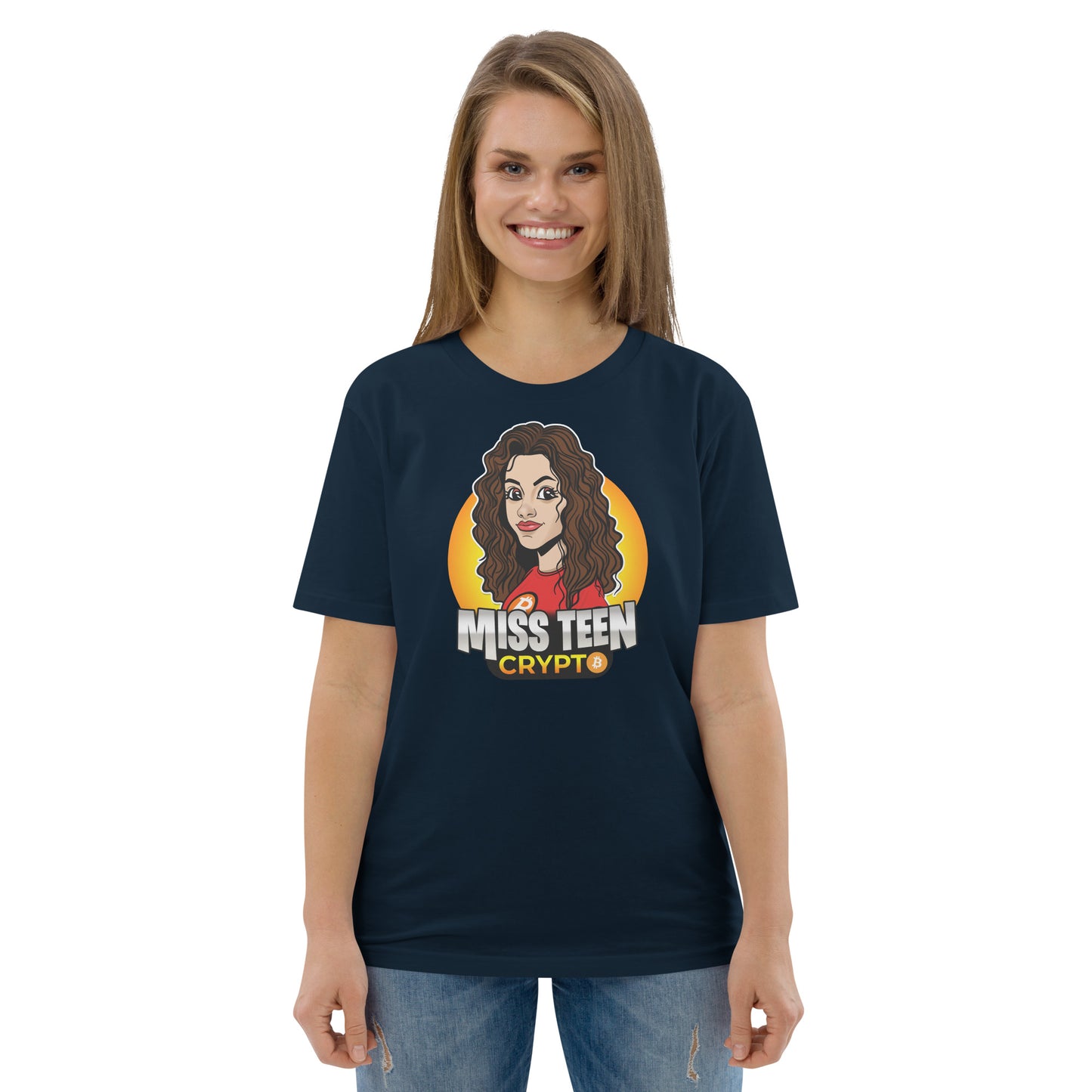 Miss Teen Crypto Animated Yellow Logo Unisex organic cotton t-shirt