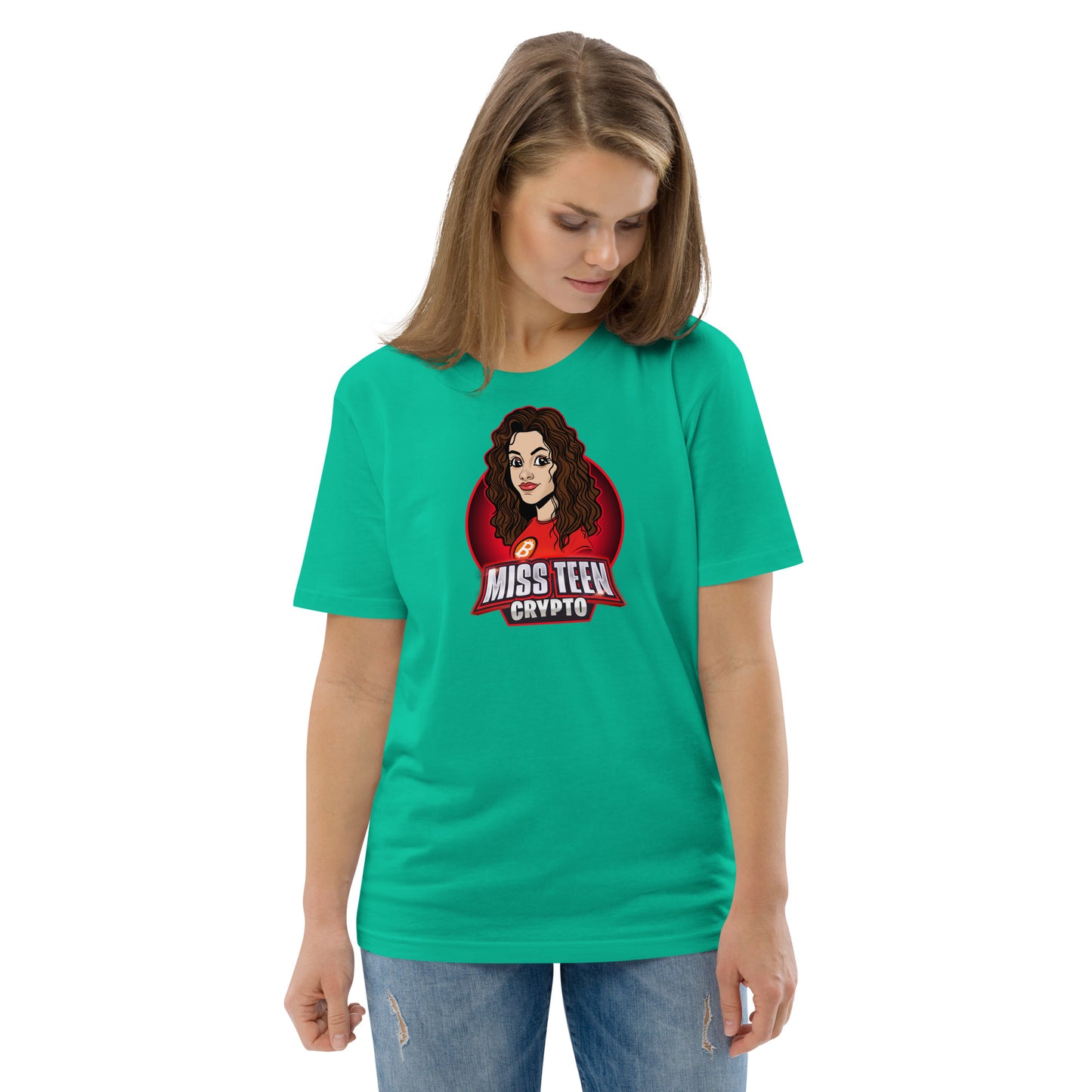 Miss Teen Crypto Animated Logo Unisex organic cotton t-shirt