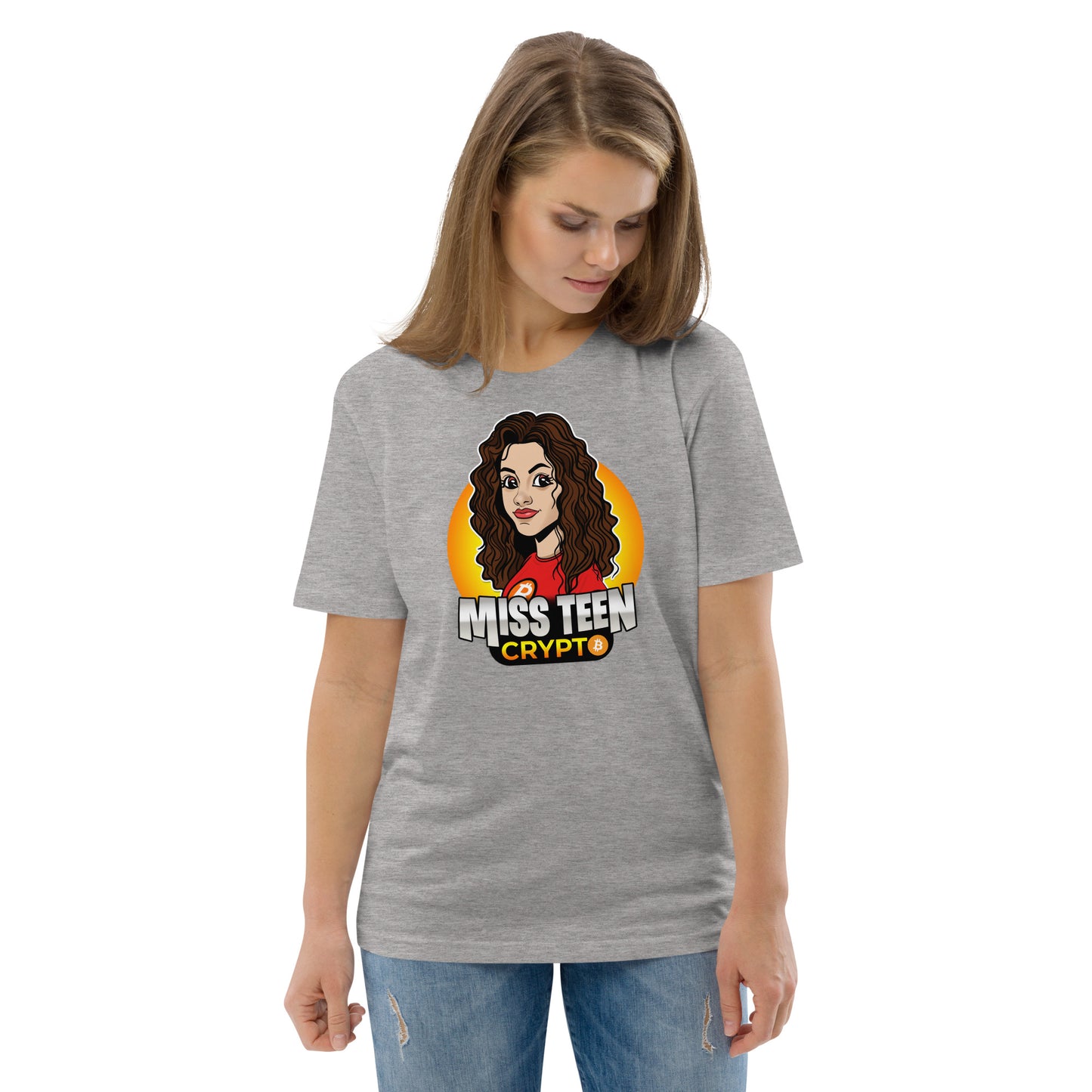 Miss Teen Crypto Animated Yellow Logo Unisex organic cotton t-shirt