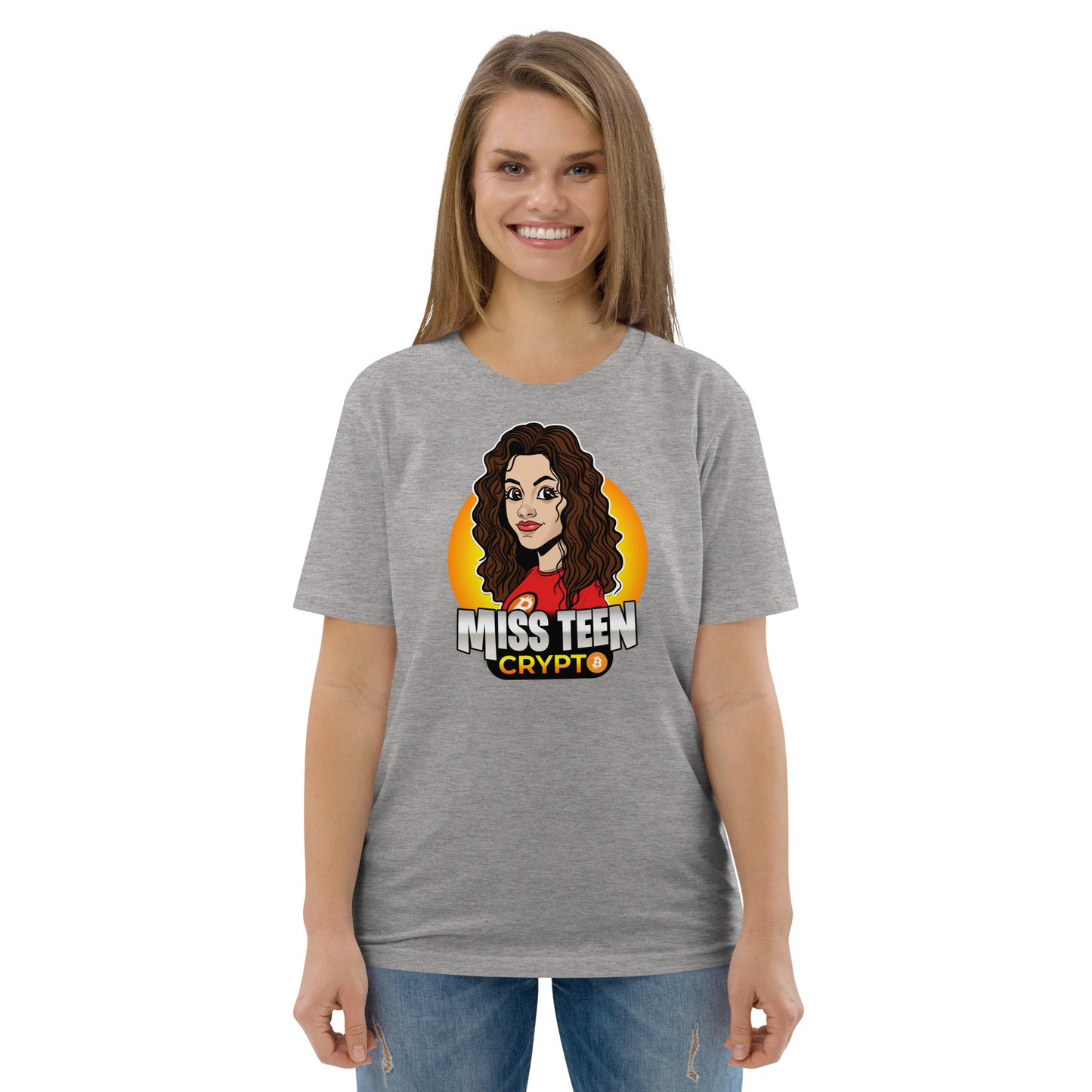 Miss Teen Crypto Animated Yellow Logo Unisex organic cotton t-shirt