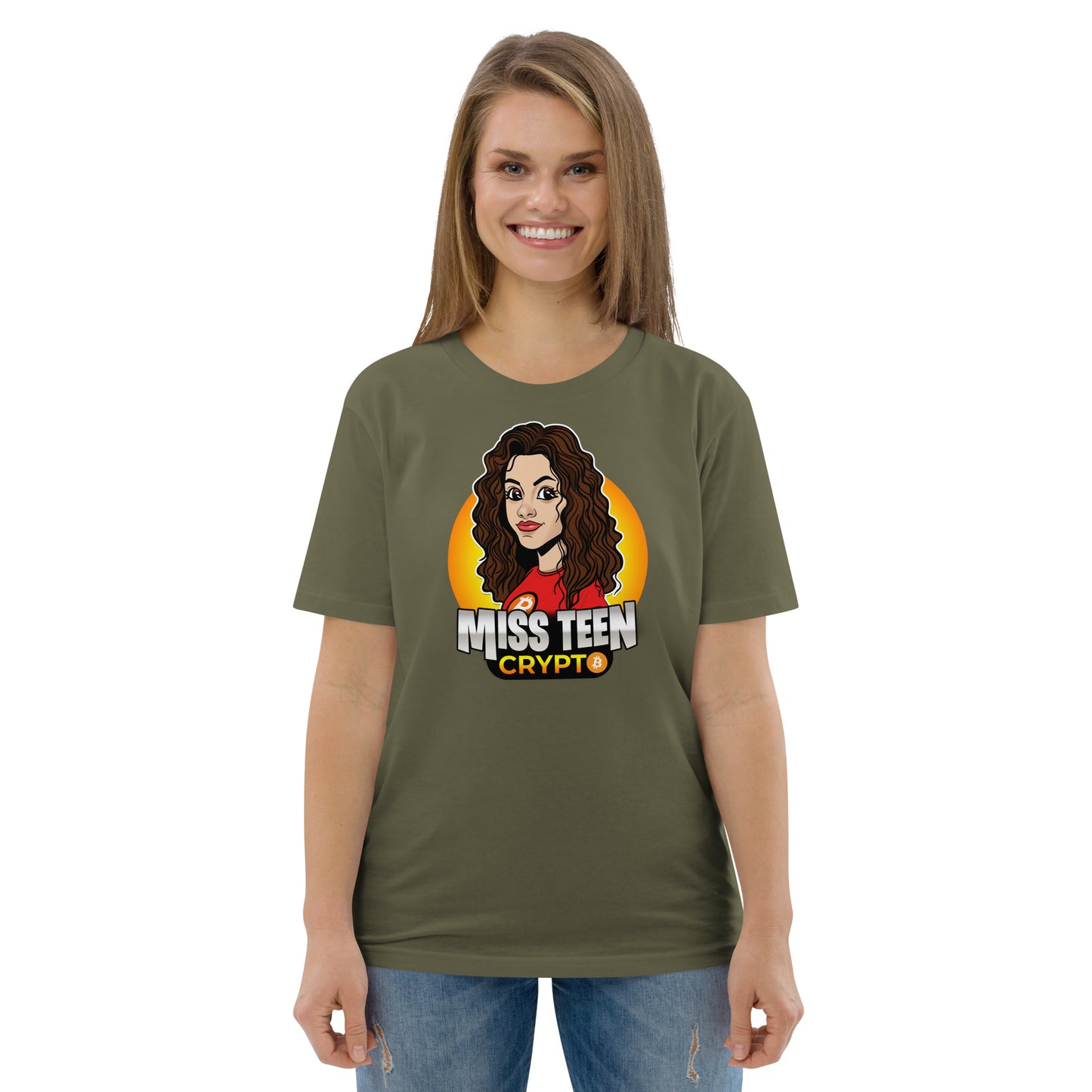 Miss Teen Crypto Animated Yellow Logo Unisex organic cotton t-shirt