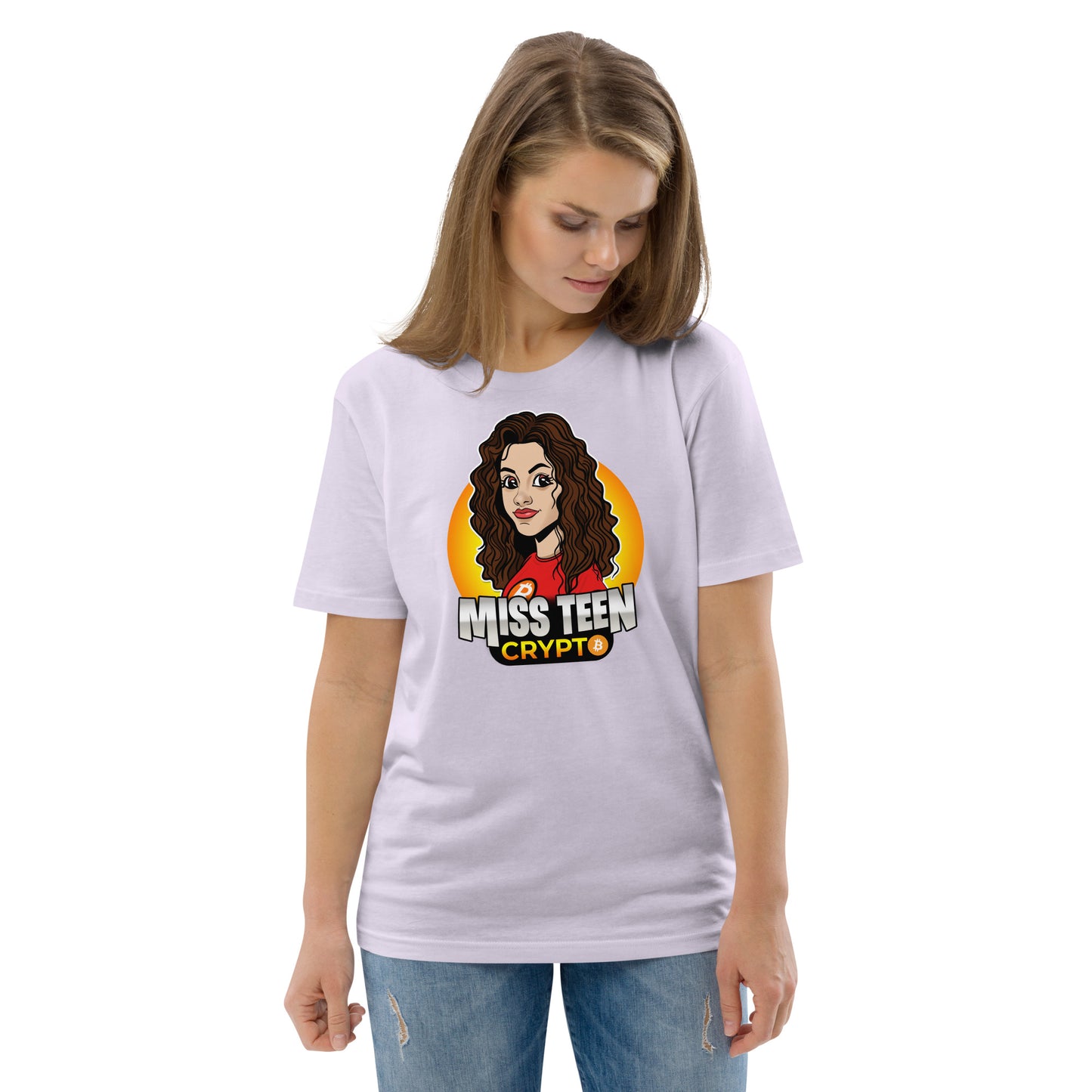 Miss Teen Crypto Animated Yellow Logo Unisex organic cotton t-shirt