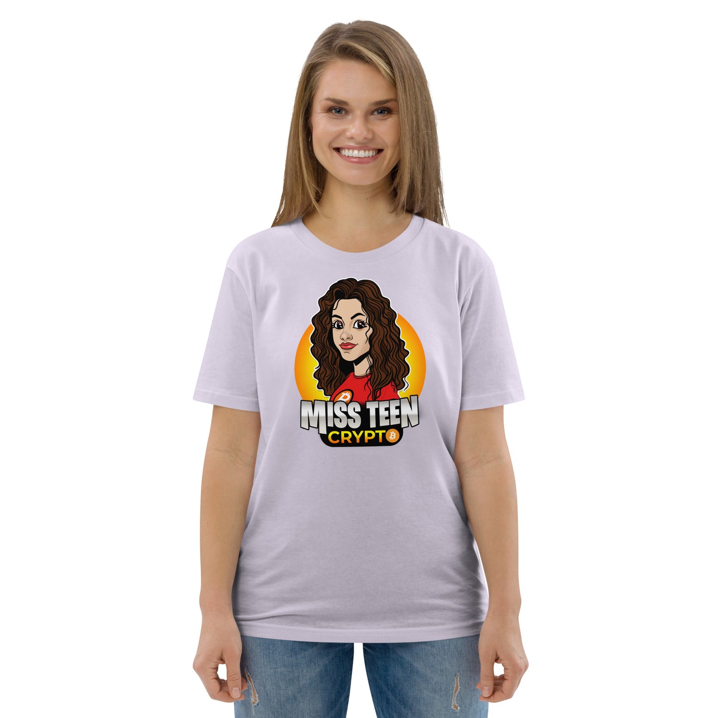 Miss Teen Crypto Animated Yellow Logo Unisex organic cotton t-shirt