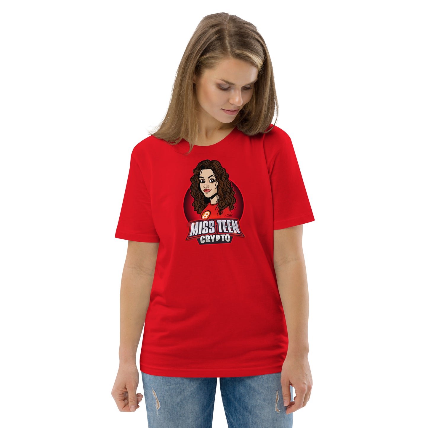 Miss Teen Crypto Animated Logo Unisex organic cotton t-shirt