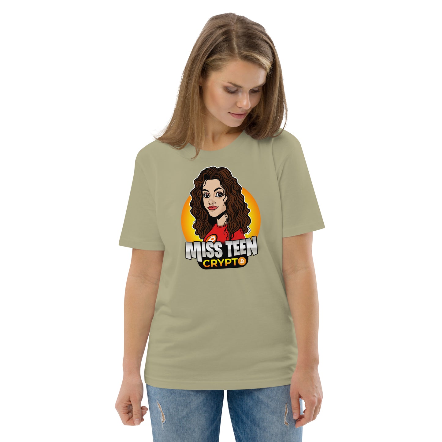 Miss Teen Crypto Animated Yellow Logo Unisex organic cotton t-shirt