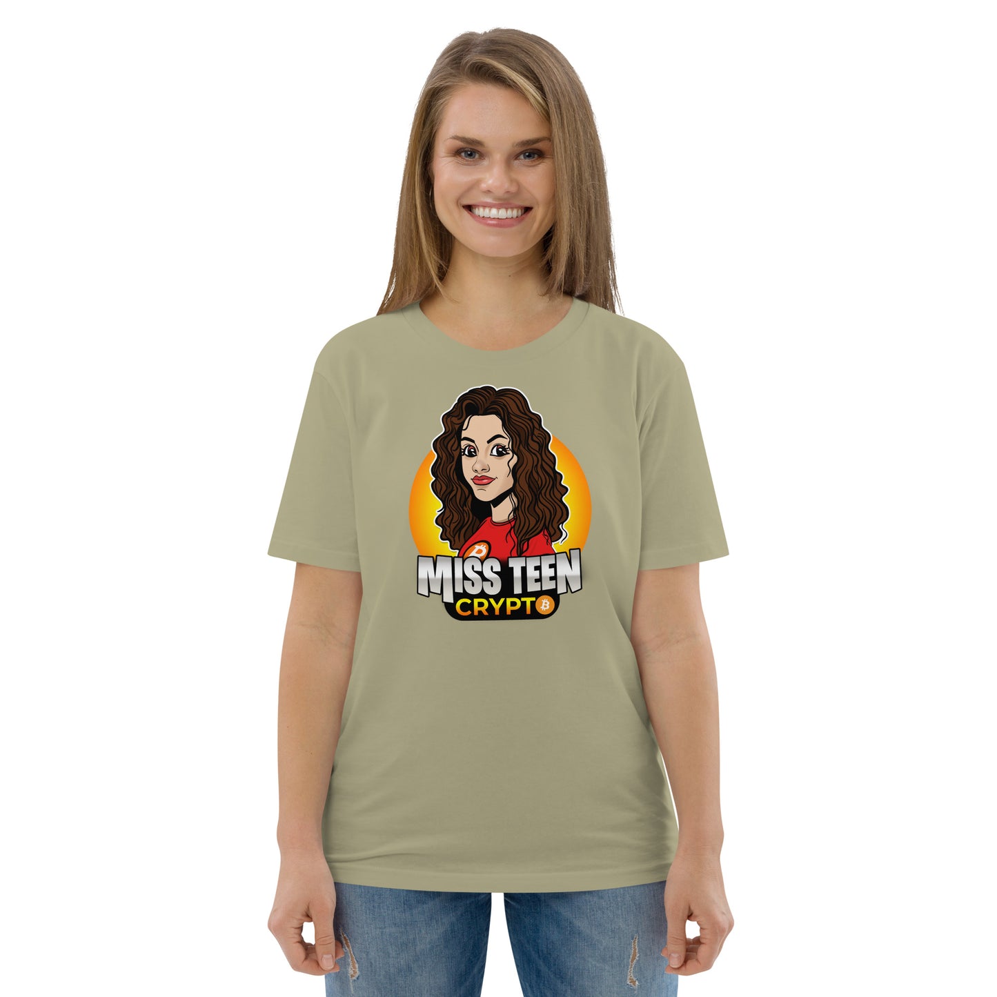 Miss Teen Crypto Animated Yellow Logo Unisex organic cotton t-shirt