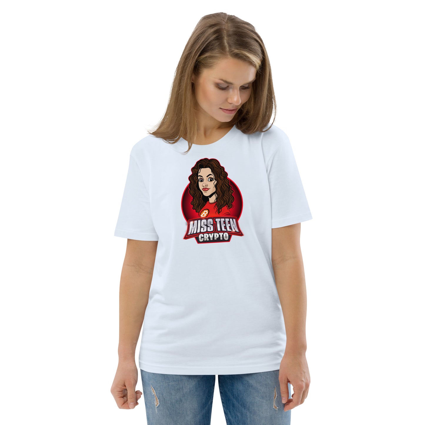 Miss Teen Crypto Animated Logo Unisex organic cotton t-shirt