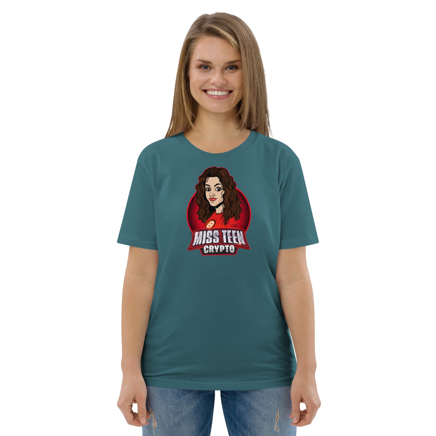 Miss Teen Crypto Animated Logo Unisex organic cotton t-shirt