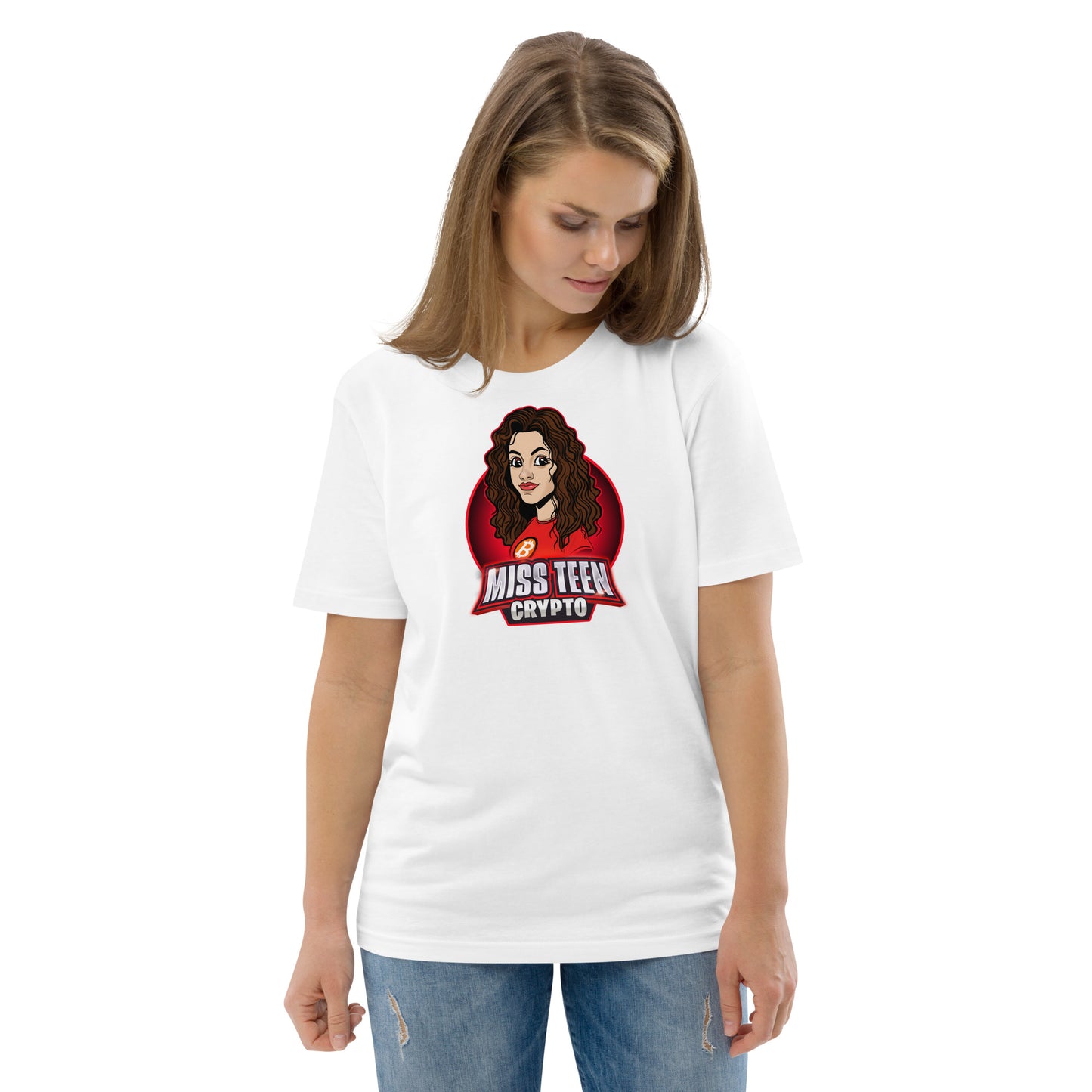 Miss Teen Crypto Animated Logo Unisex organic cotton t-shirt