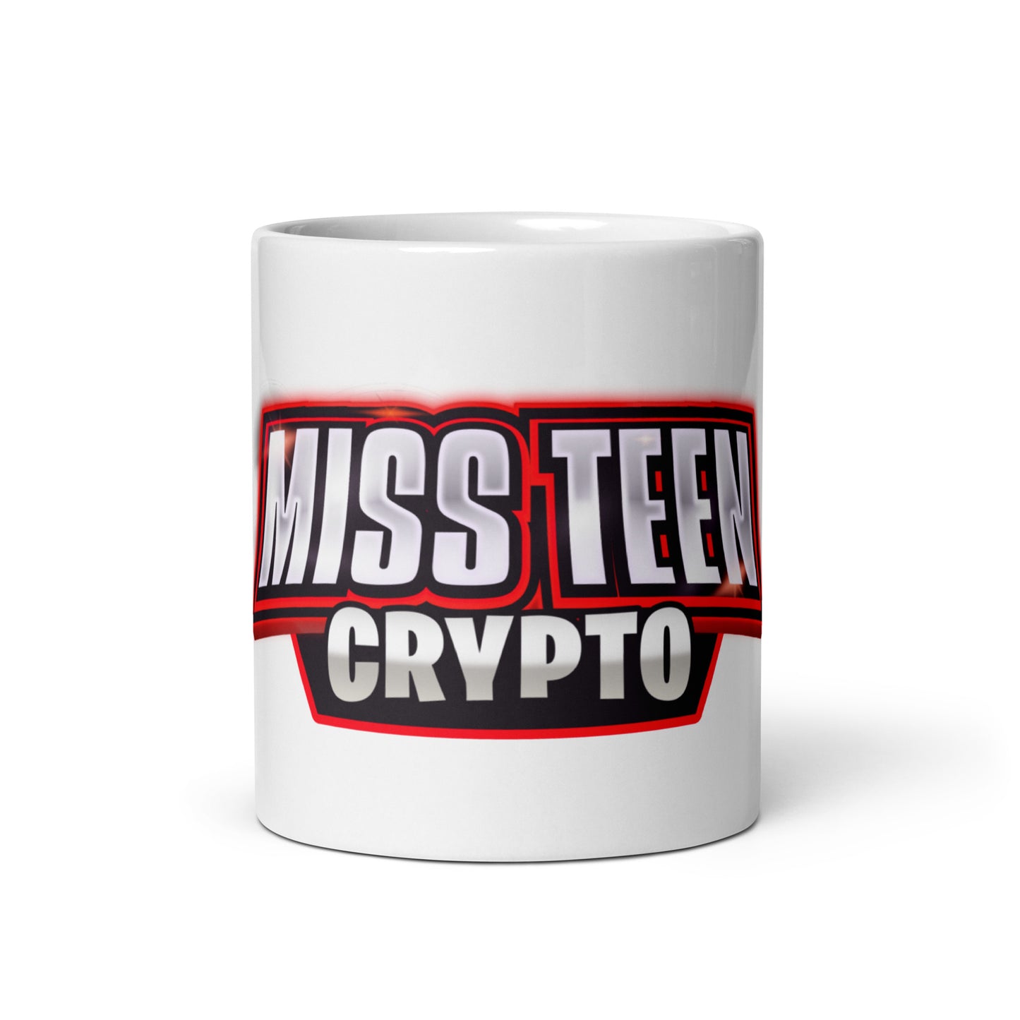 Miss Teen Crypto White glossy mug