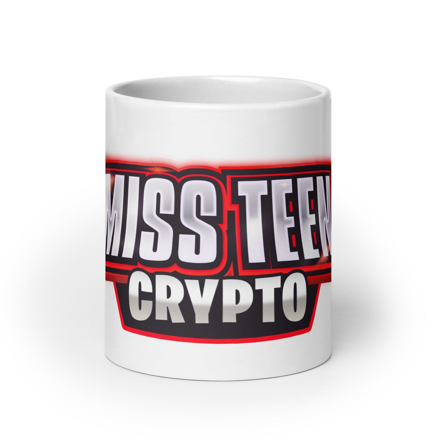 Miss Teen Crypto White glossy mug